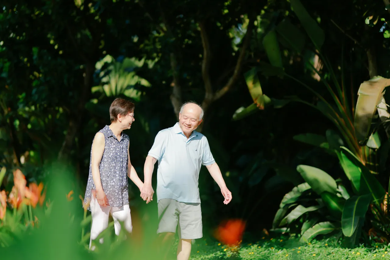 Couple enjoying the community gardens